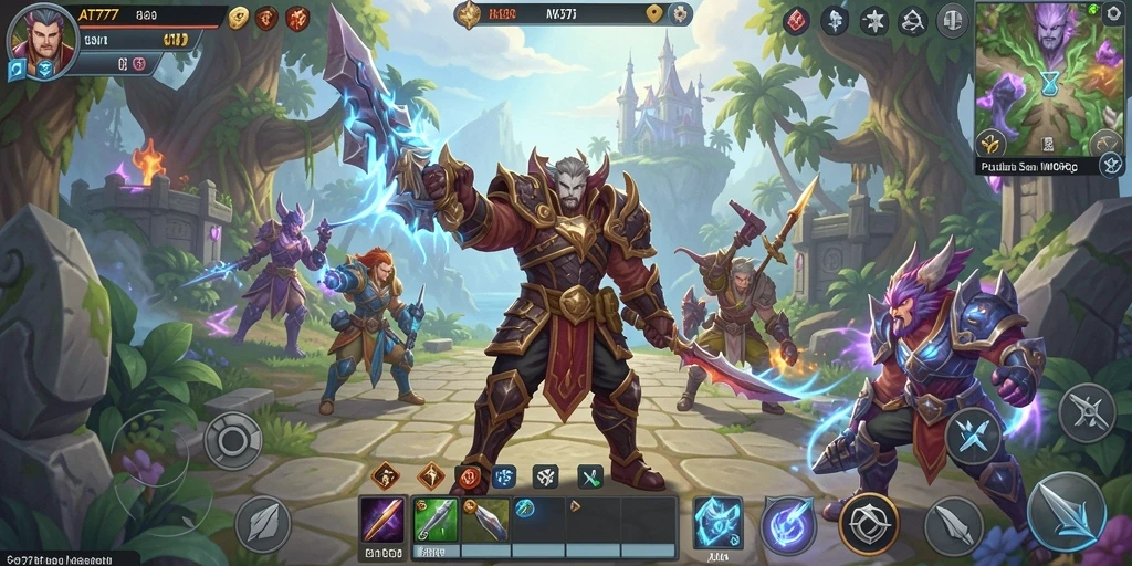Screenshot gameplay AT777 yang menampilkan perjuangan dalam pertempuran MMORPG.