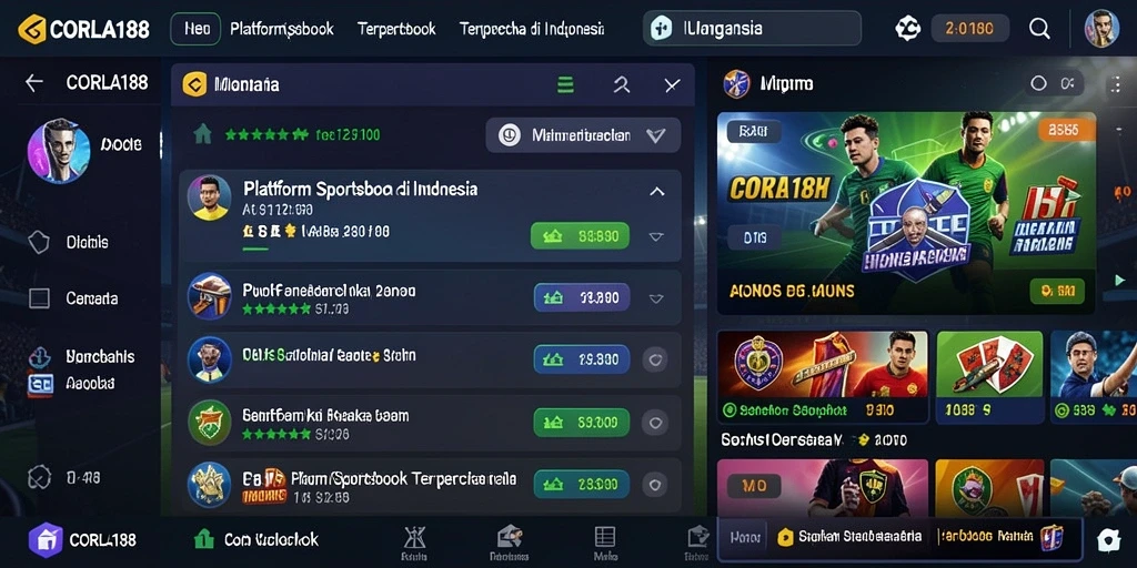 Tampilan gameplay taruhan olahraga di aplikasi CORLA188.