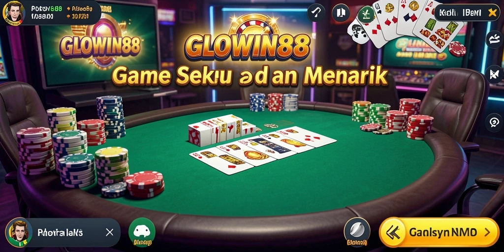 Screenshot GLOWIN88 menampilkan aksi seru permainan Poker.