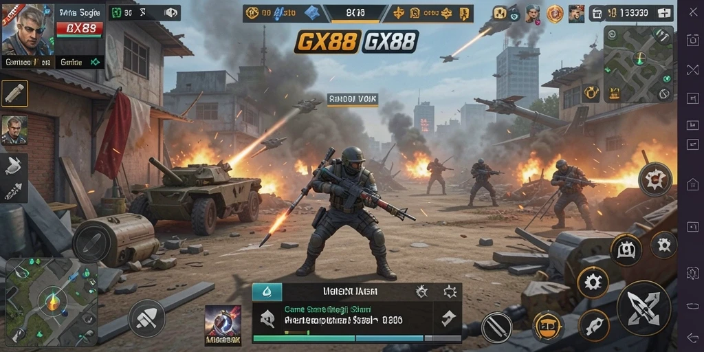 Tampilan gameplay menarik dari GX88 dengan strategi pertempuran yang intens.