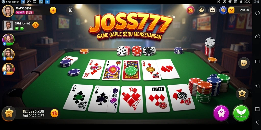 Tampilan gameplay seru dalam JOSS777, bermain Gaple bersama teman.