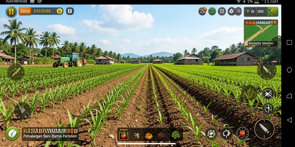 Tampilan gameplay menarik RAJABANDAR88 dengan aktivitas pertanian.